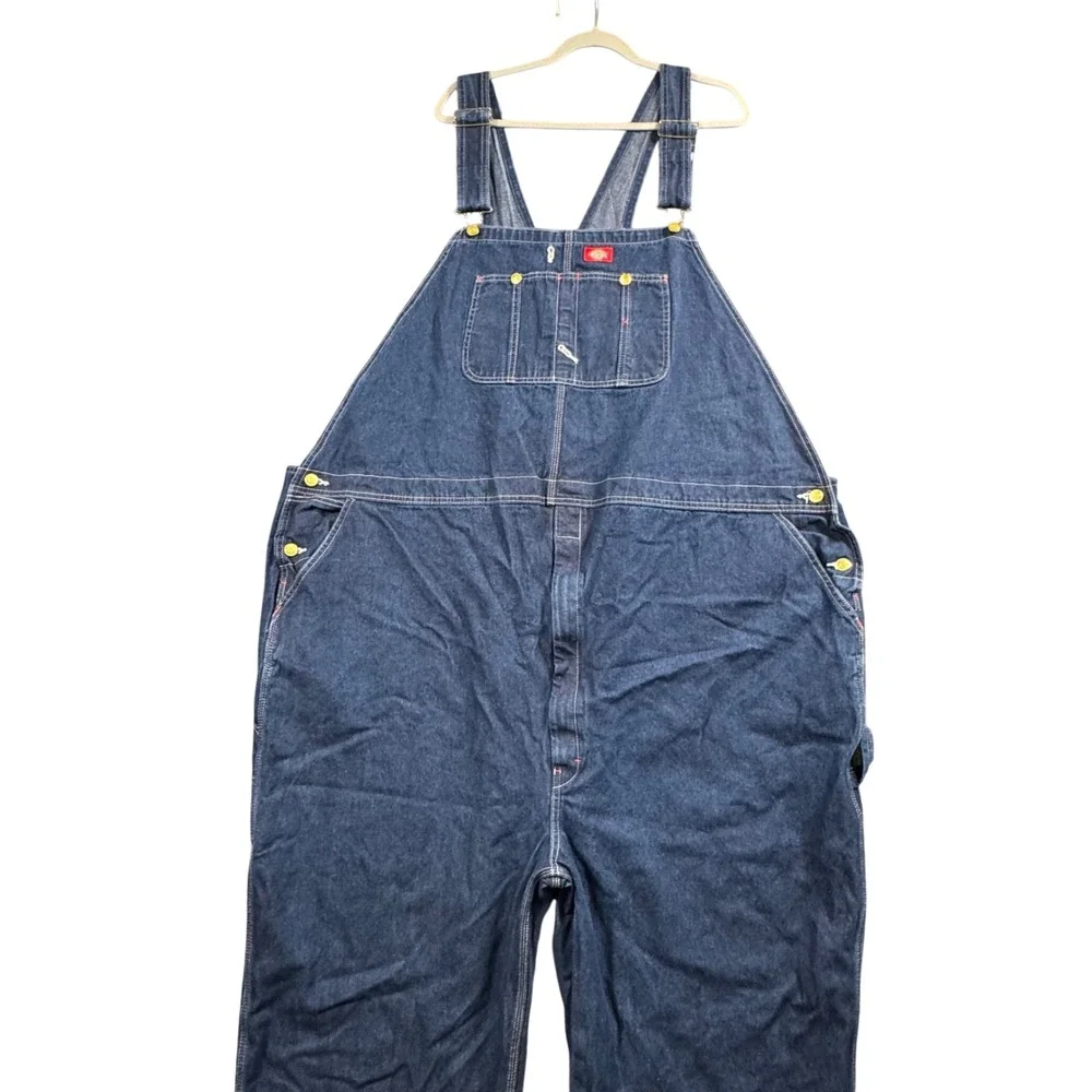 Dickies‎ Bib Overalls Mens 58x32 Blue Indigo Denim Carpenter Workwear Grunge